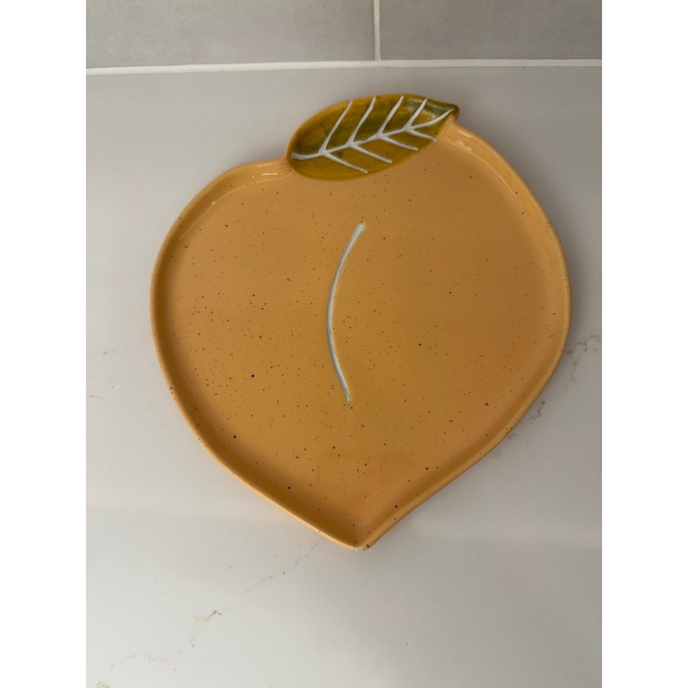Urban Outfitters Trinket Dish Peach Ceramic 8.5" Orange Speckled UO Home Plate